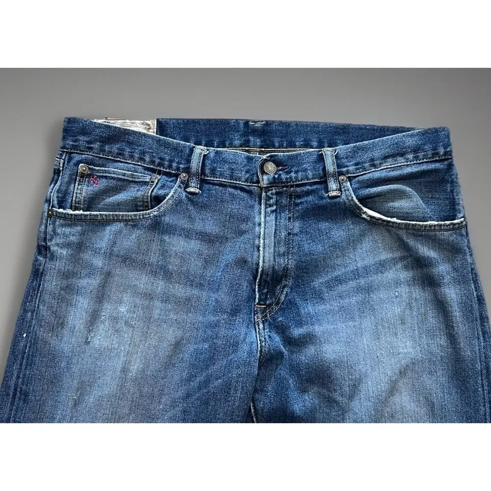 Polo Ralph Lauren Hampton Straight Blue Jeans Mens 36x32 (38) Distressed